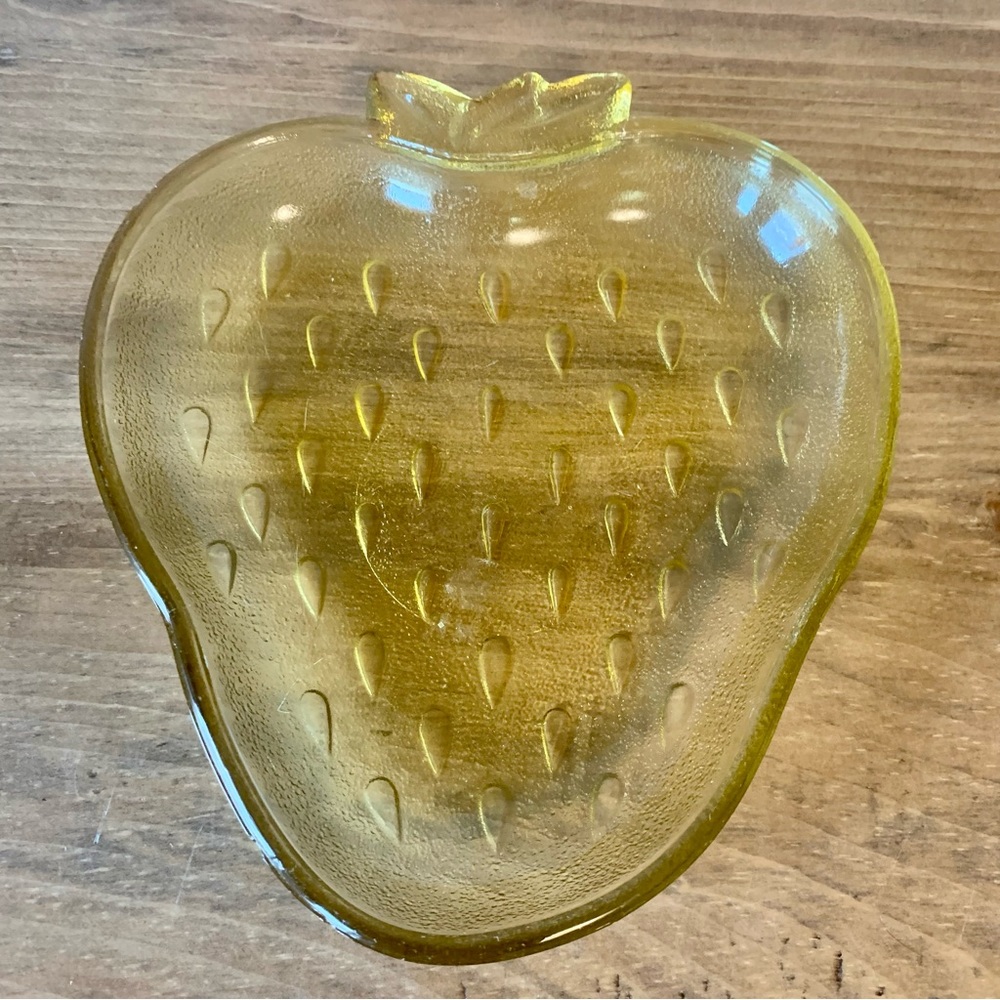 Vintage 1960’s Strawberry Light Amber Glass Candy Dish